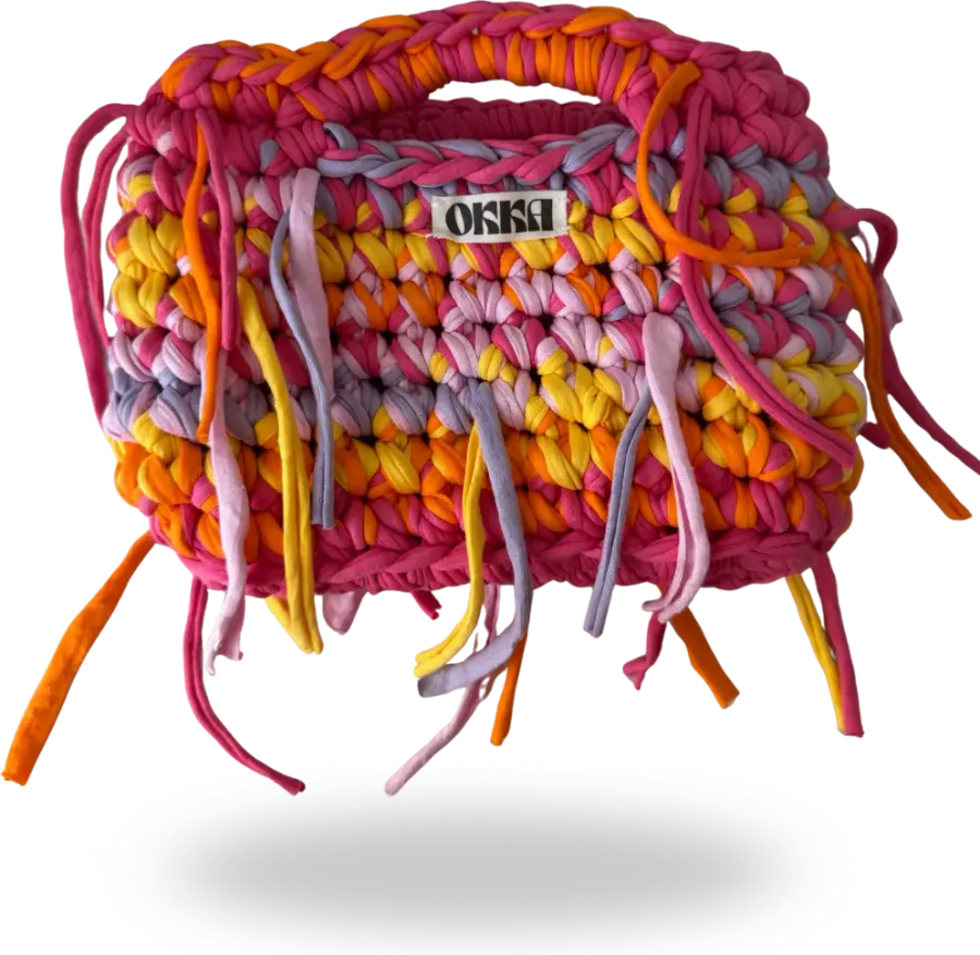 Colorful handmade crochet bag